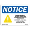 Signmission OSHA Notice Sign, 3.5" Height, Food Allergy Notice Please Be Sign With Symbol, Landscape, 10PK OS-NS-D-35-L-12812-10PK
